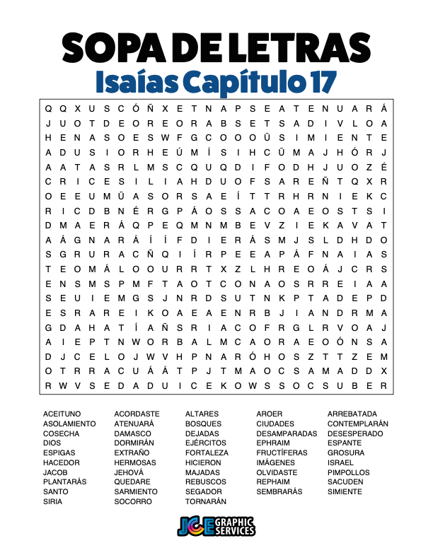 Sopa de Letras - Isaías Cápitulo 17