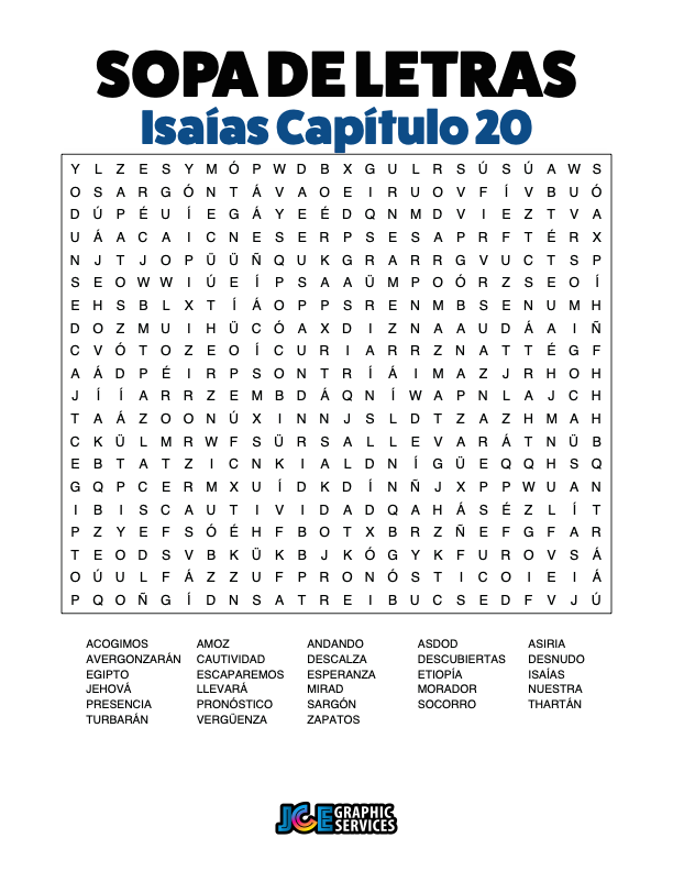 Sopa de Letras - Isaías Cápitulo 20