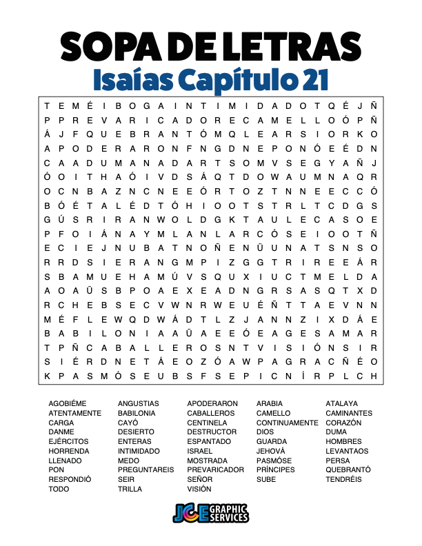 Sopa de Letras - Isaías Cápitulo 21