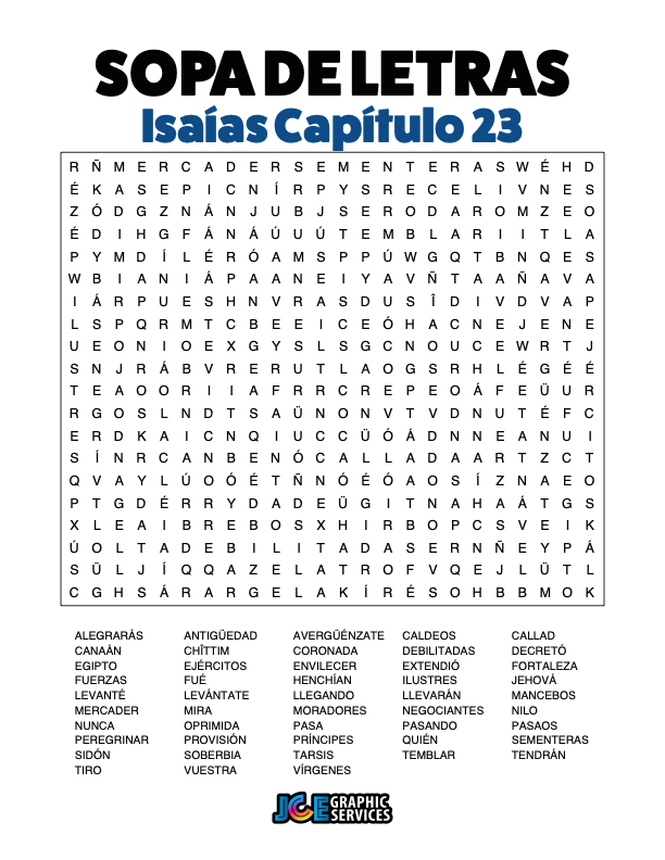 Sopa de Letras - Isaías Cápitulo 23