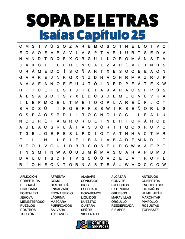 Sopa de Letras - Isaías Cápitulo 25