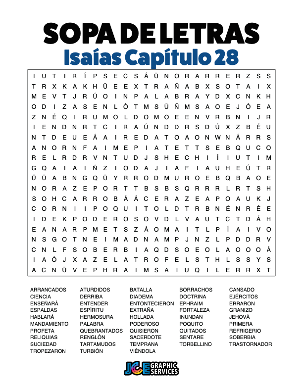 Sopa de Letras - Isaías Cápitulo 28