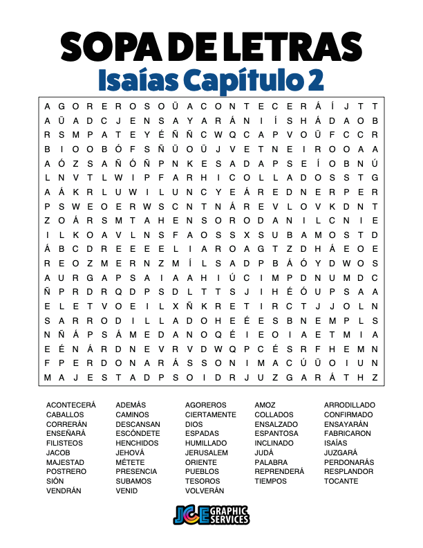 Sopa de Letras - Isaías Cápitulo 2