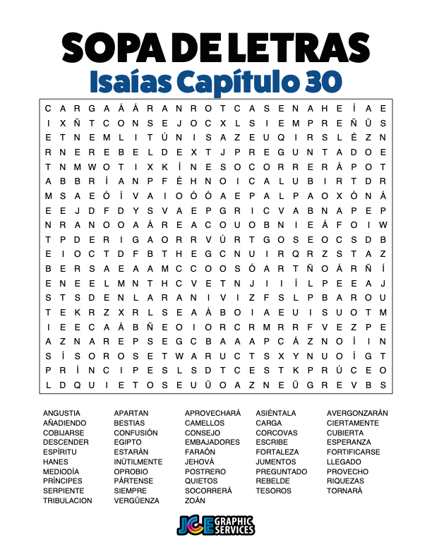 Sopa de Letras - Isaías Cápitulo 30