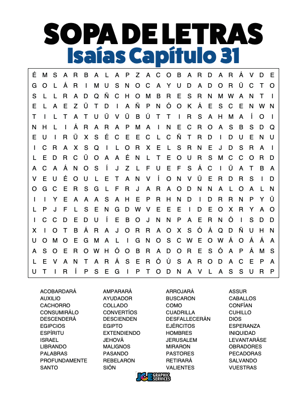 Sopa de Letras - Isaías Cápitulo 31
