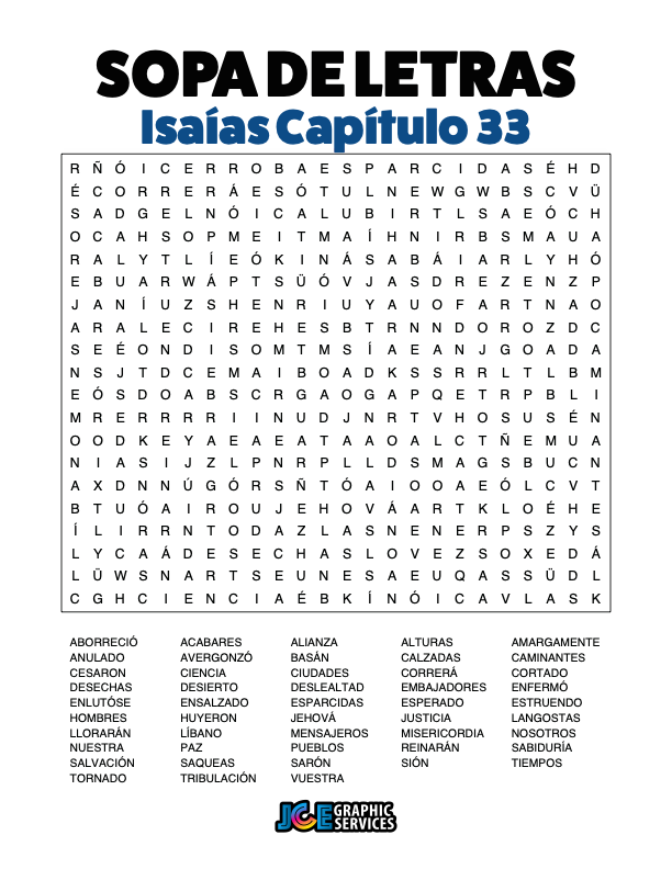 Sopa de Letras - Isaías Cápitulo 33