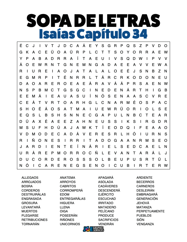 Sopa de Letras - Isaías Cápitulo 34