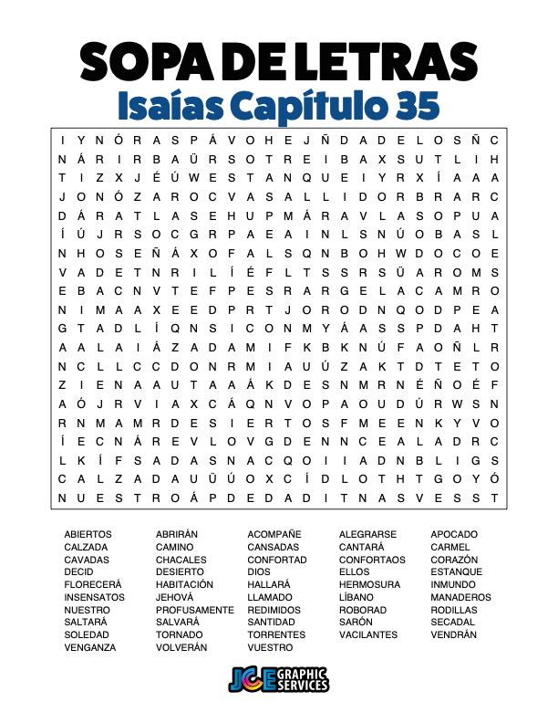 Sopa de Letras - Isaías Cápitulo 35