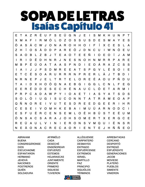 Sopa de Letras - Isaías Cápitulo 41
