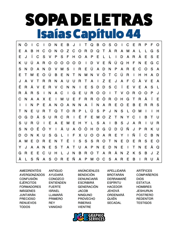 Sopa de Letras - Isaías Cápitulo 44