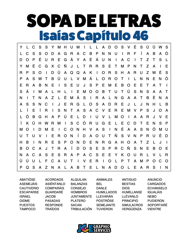 Sopa de Letras - Isaías Cápitulo 46
