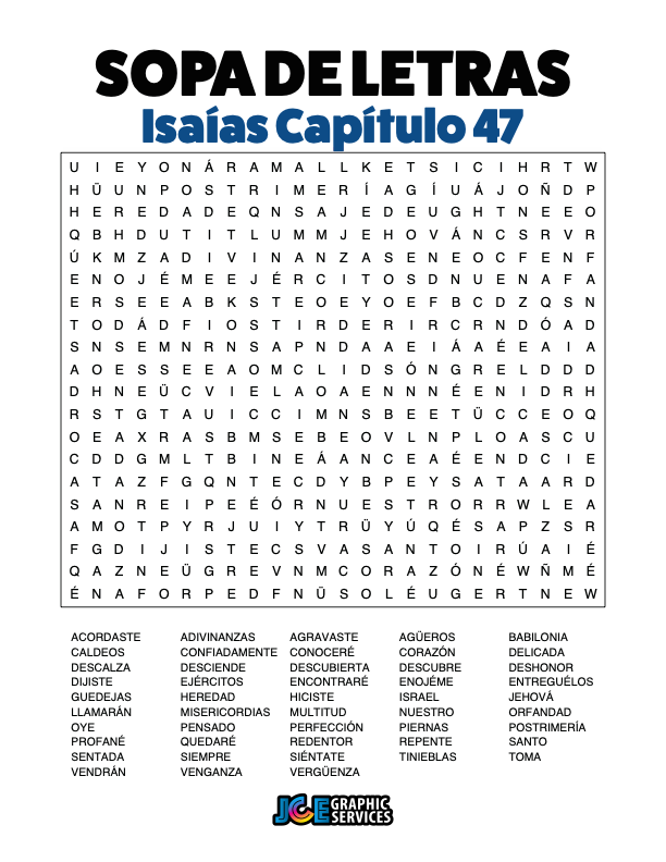 Sopa de Letras - Isaías Cápitulo 47