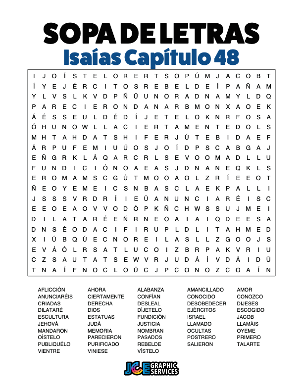 Sopa de Letras - Isaías Cápitulo 48