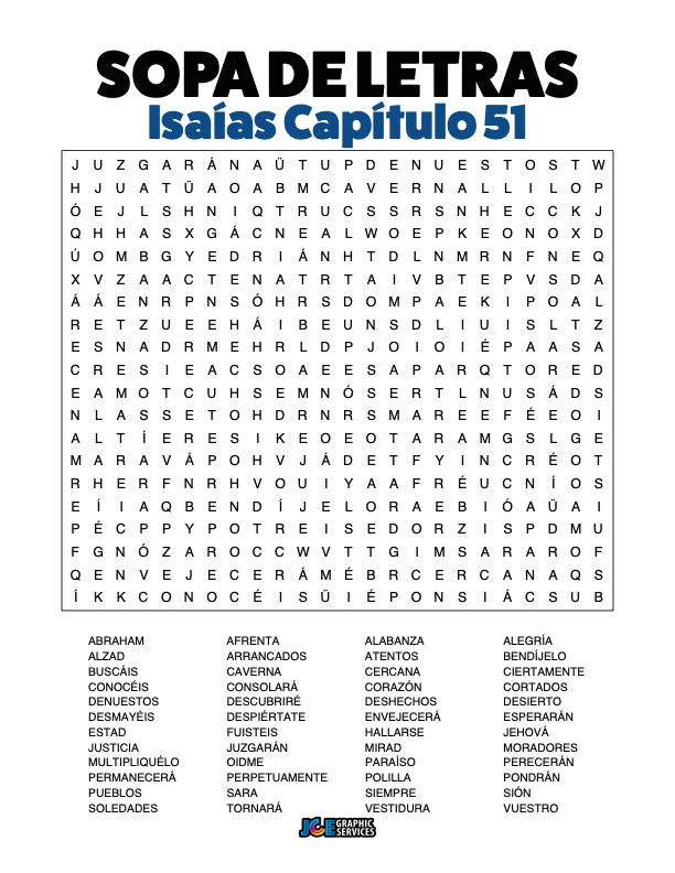 Sopa de Letras - Isaías Cápitulo 51
