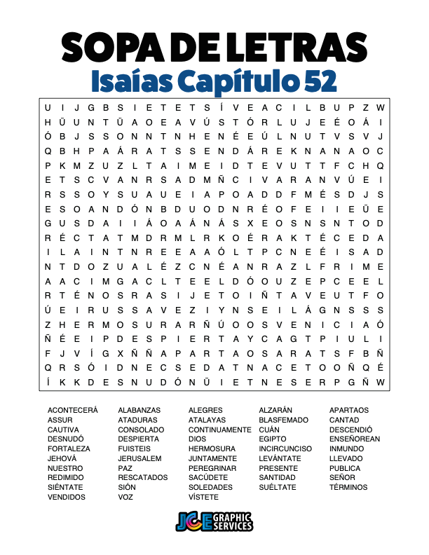 Sopa de Letras - Isaías Cápitulo 52