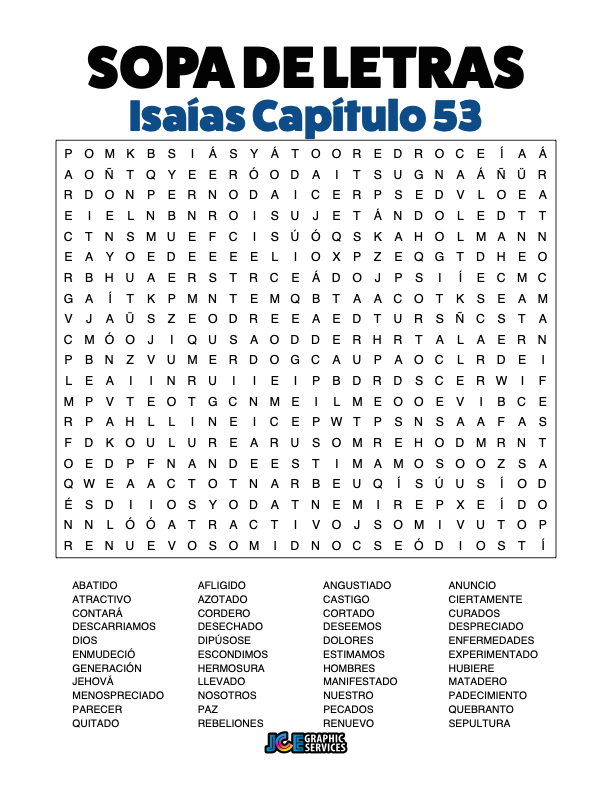 Sopa de Letras - Isaías Cápitulo 53