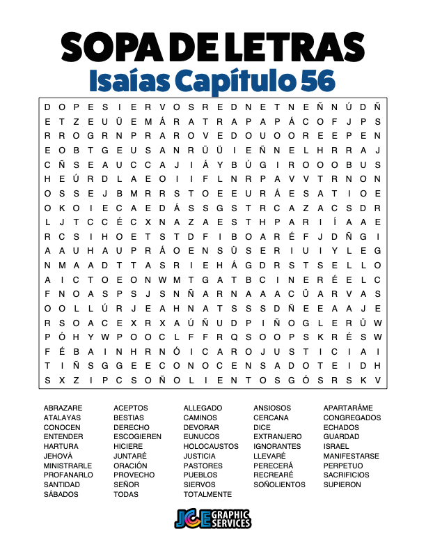 Sopa de Letras - Isaías Cápitulo 56