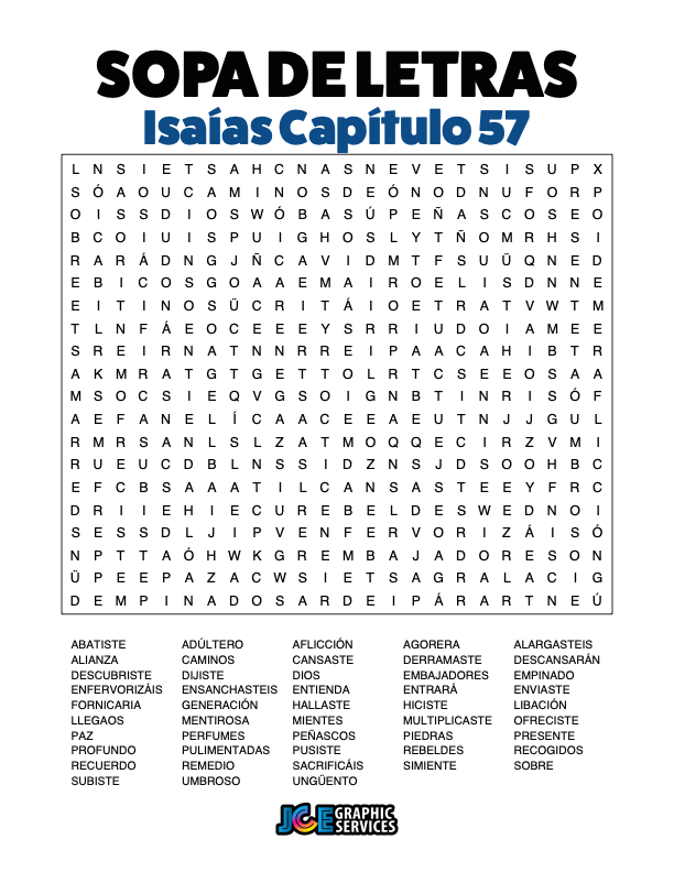 Sopa de Letras - Isaías Cápitulo 57