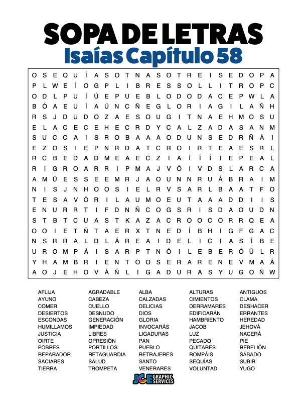 Sopa de Letras - Isaías Cápitulo 58