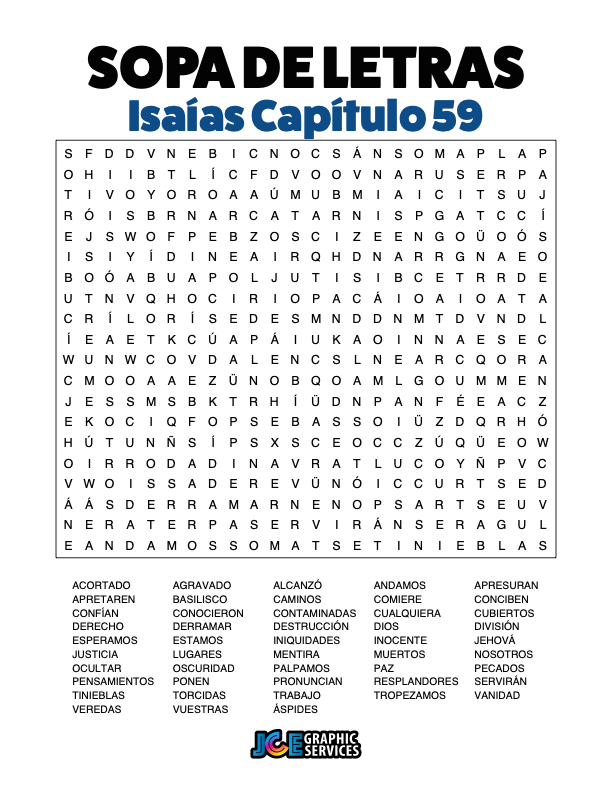 Sopa de Letras - Isaías Cápitulo 59