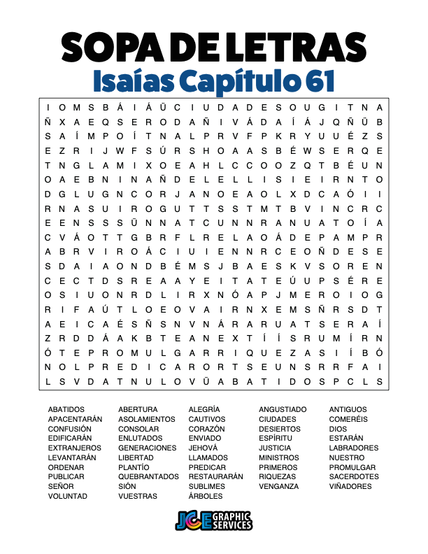 Sopa de Letras - Isaías Cápitulo 61