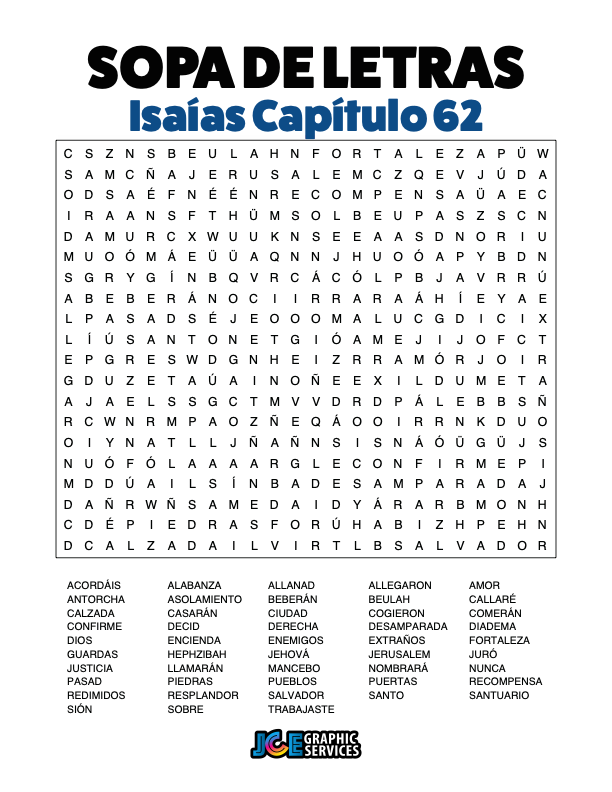 Sopa de Letras - Isaías Cápitulo 62