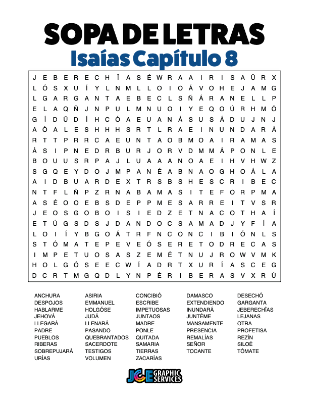 Sopa de Letras - Isaías Cápitulo 8