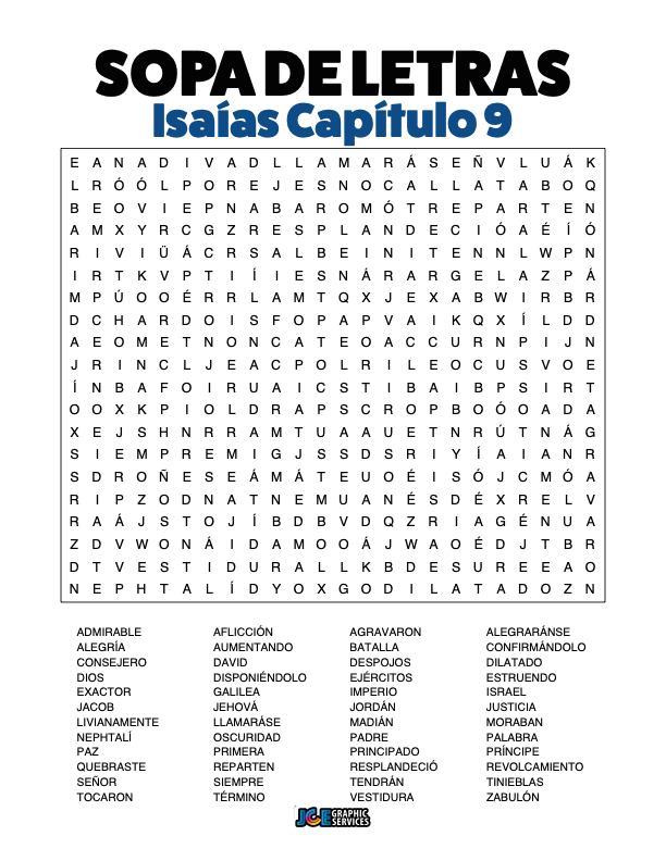 Sopa de Letras - Isaías Cápitulo 9