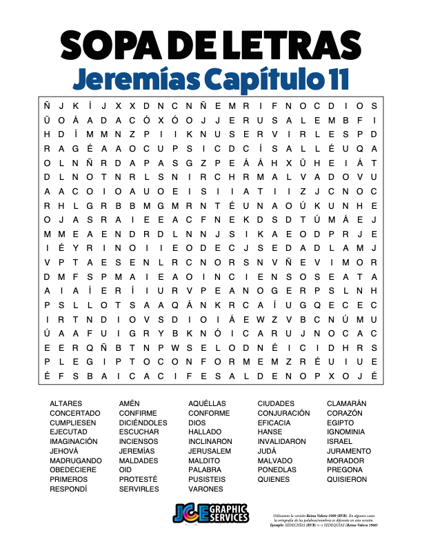 Sopa de Letras - Jeremías Cápitulo 11