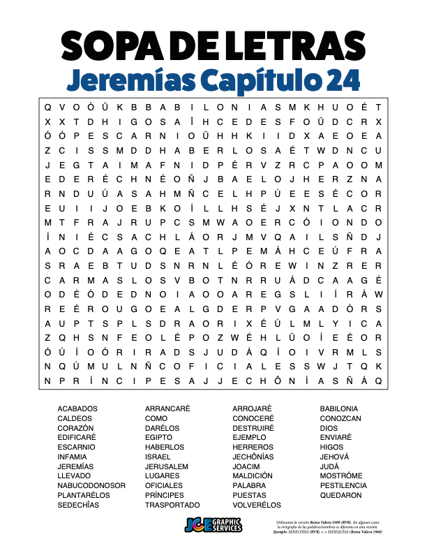 Sopa de Letras - Jeremías Cápitulo 24