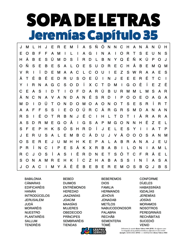 Sopa de Letras - Jeremías Cápitulo 35