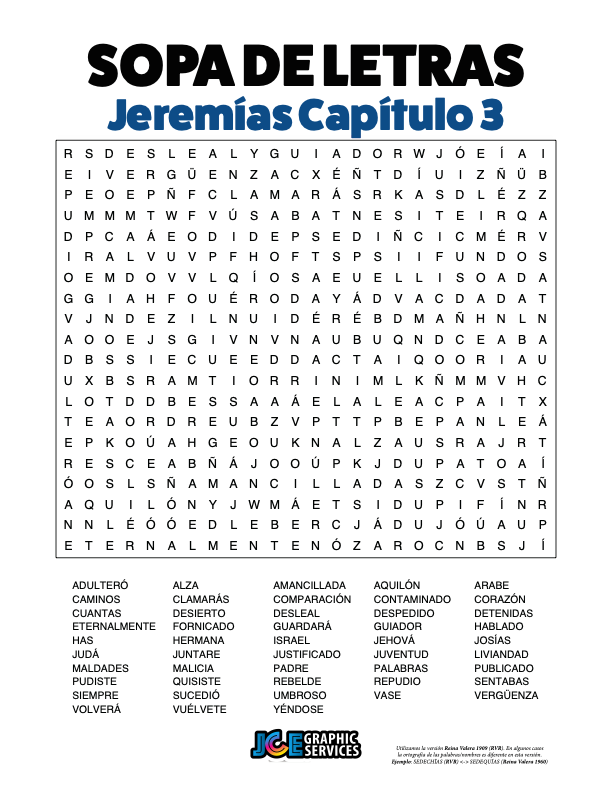Sopa de Letras - Jeremías Cápitulo 3