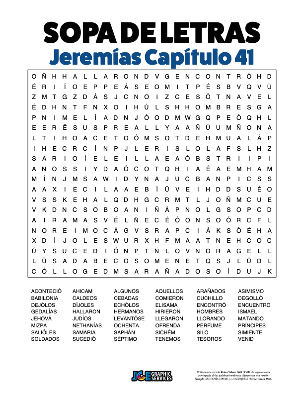 Sopa de Letras - Jeremías Cápitulo 41