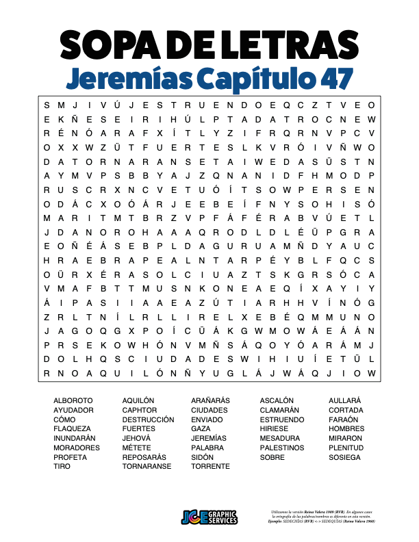 Sopa de Letras - Jeremías Cápitulo 47