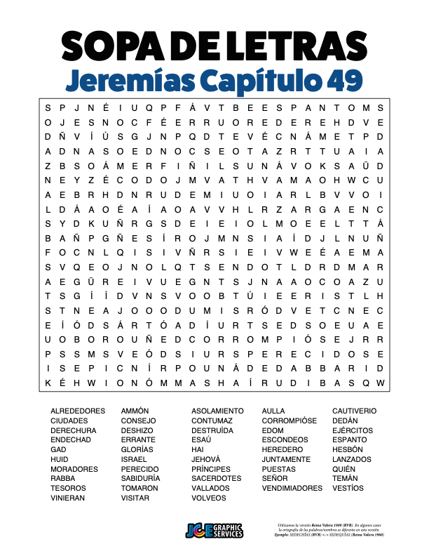Sopa de Letras - Jeremías Cápitulo 49