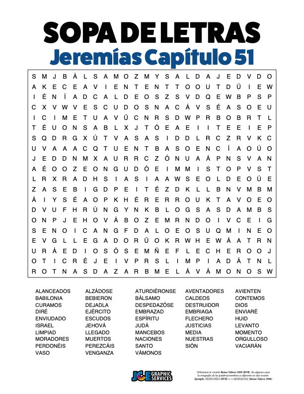Sopa de Letras - Jeremías Cápitulo 51