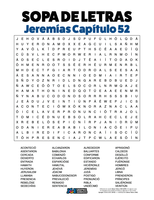 Sopa de Letras - Jeremías Cápitulo 52