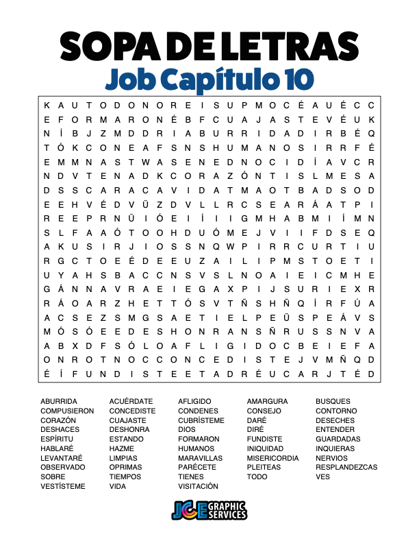 Sopa de Letras - Job Cápitulo 10