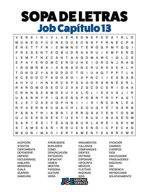 Sopa de Letras - Job Cápitulo 13