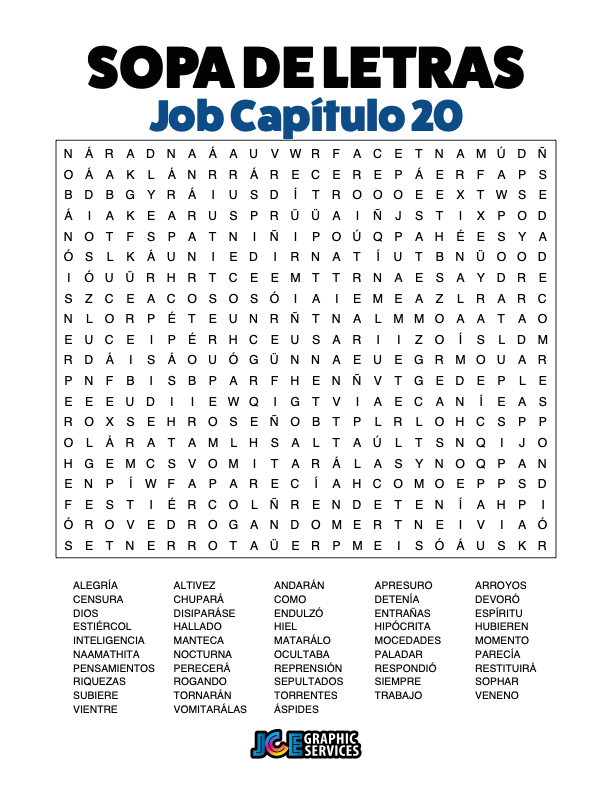 Sopa de Letras - Job Cápitulo 20