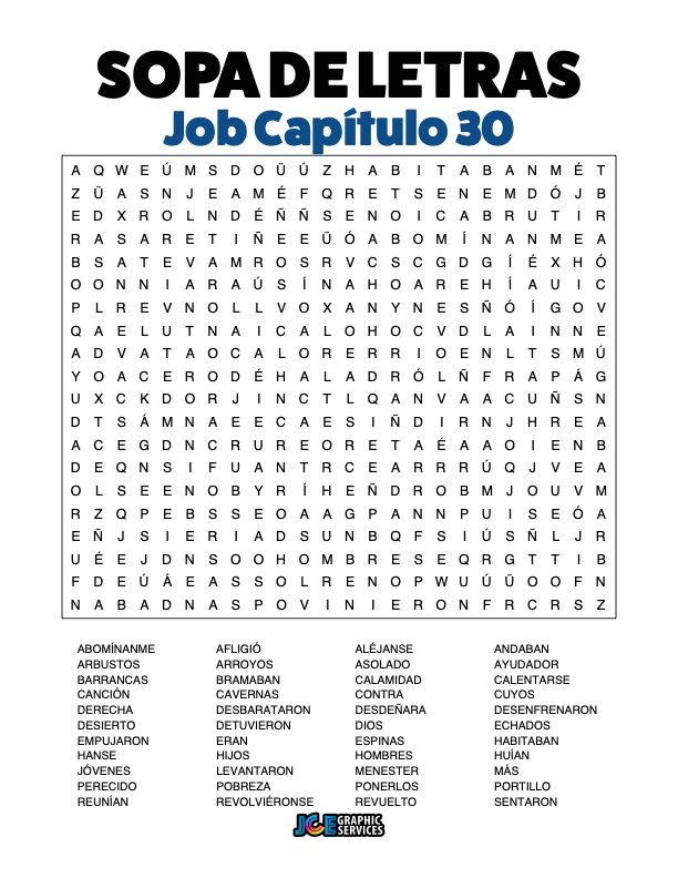 Sopa de Letras - Job Cápitulo 30