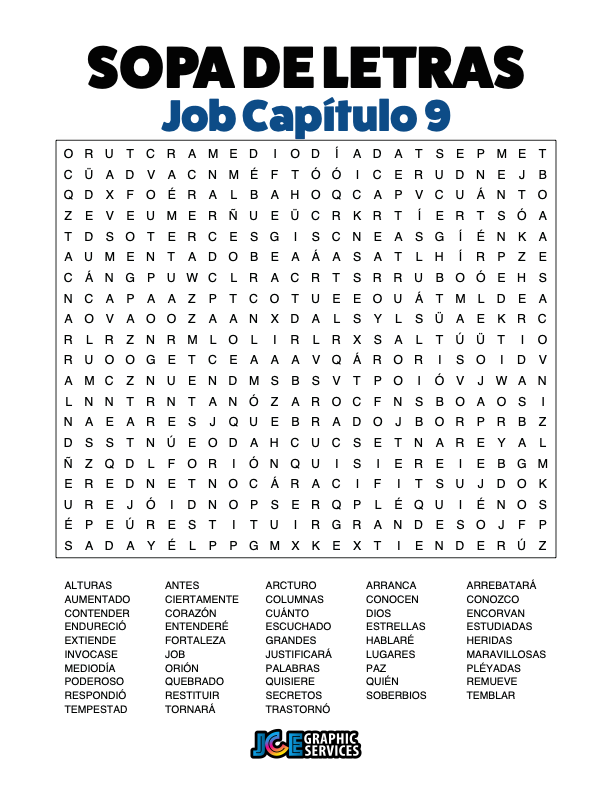 Sopa de Letras - Job Cápitulo 9