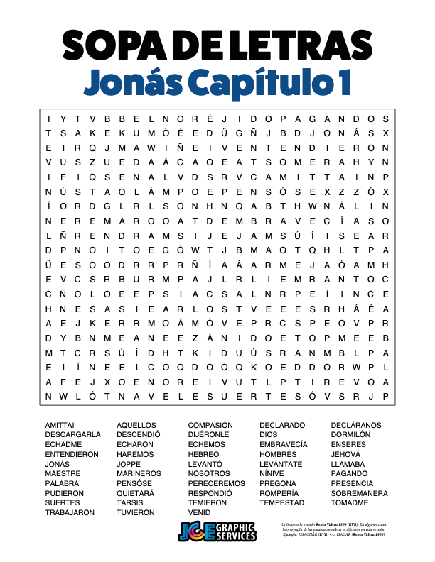 Sopa de Letras - Jonás Cápitulo 1