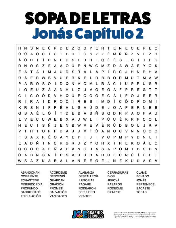 Sopa de Letras - Jonás Cápitulo 2
