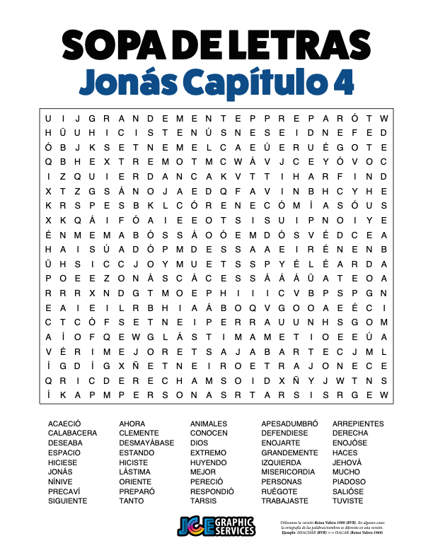 Sopa de Letras - Jonás Cápitulo 4