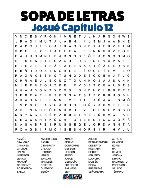Sopa de Letras - Josué Cápitulo 12