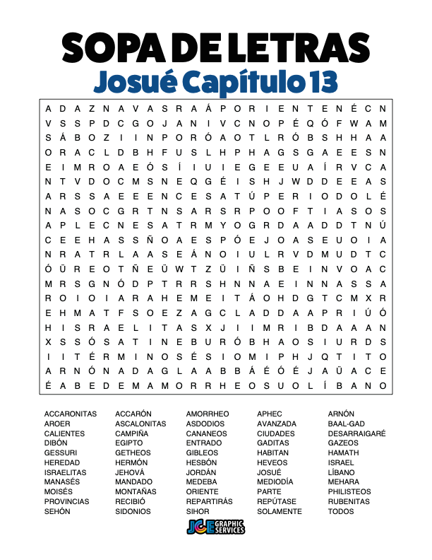 Sopa de Letras - Josué Cápitulo 13