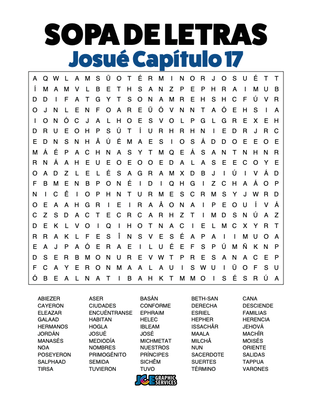 Sopa de Letras - Josué Cápitulo 17