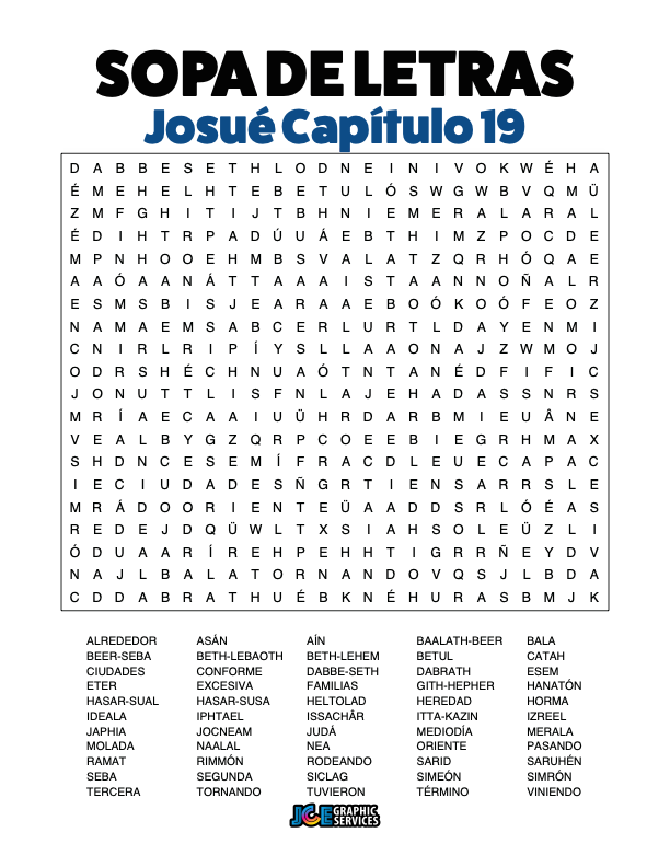 Sopa de Letras - Josué Cápitulo 19