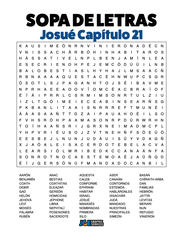 Sopa de Letras - Josué Cápitulo 21